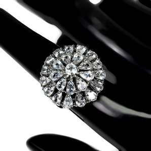 Unheated Round Aquamarine 4mm 14K White Gold Plate 925 Sterling Silver Ring 8.5