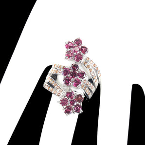 Unheated Round Rhodolite Garnet 3.5mm Sapphire 925 Sterling Silver Ring Size 9