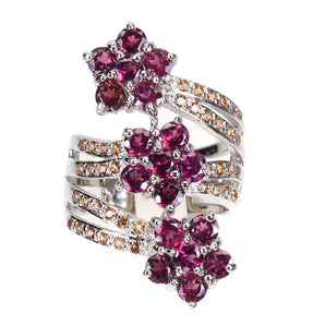 Unheated Round Rhodolite Garnet 3.5mm Sapphire 925 Sterling Silver Ring Size 9