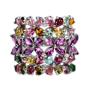 Unheated Marquise Rhodolite Garnet 5x2.5mm Tourmaline 925 Sterling Silver Ring 9