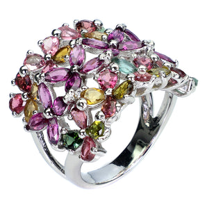 Unheated Marquise Rhodolite Garnet 5x2.5mm Tourmaline 925 Sterling Silver Ring 9