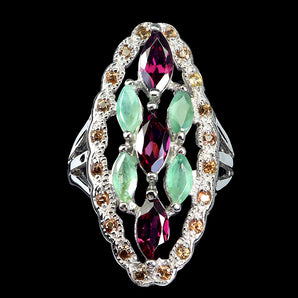 925 Sterling Silver Ring Rhodolite Sapphire Gemstone jewelry 9