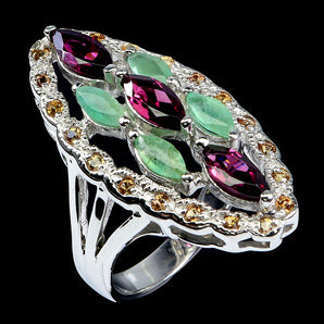 925 Sterling Silver Ring Rhodolite Sapphire Gemstone jewelry 9