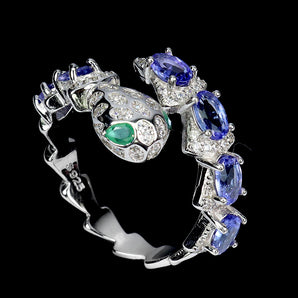 925 Sterling Silver Ring Oval Tanzanite 5x3mm Natural Gemstone Cobra Jewelry 8