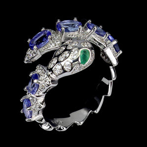 925 Sterling Silver Ring Oval Tanzanite 5x3mm Natural Gemstone Cobra Jewelry 8