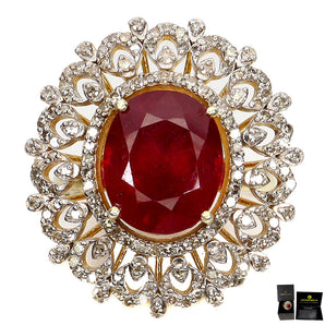925 Sterling Silver Ring Handmade Oval Ruby 8.10ct Diamond Gemstone jewelry 7.5