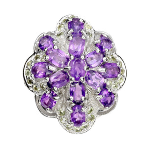 925 Sterling Silver Ring Oval Amethyst Peridot Gemstone jewelry 7