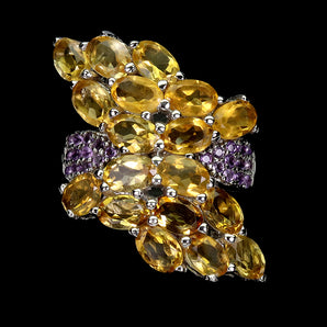 925 Sterling Silver Ring Oval Citrine Rhodolite Gemstone jewelry 9