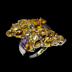 925 Sterling Silver Ring Oval Citrine Rhodolite Gemstone jewelry 9