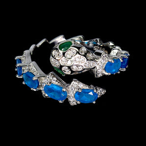 925 Sterling Silver Ring Oval Apatite Emerald Cobra Gemstone Jewelry Size 8