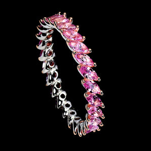 925 Sterling Silver Ring Marquise Pink Sapphire Ceylon 4x2mm Gemstone Size 7.5