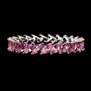 925 Sterling Silver Ring Marquise Pink Sapphire Ceylon 4x2mm Gemstone Size 7.5