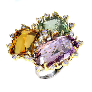 925 Sterling Silver Ring Oval Ametrine 73ct Citrine Handmade Gemstone Jewelry 8