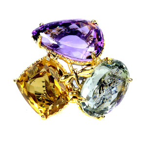 925 Sterling Silver Ring Amethyst 68.3ct Amethyst Citrine Handmade Jewelry 7.5