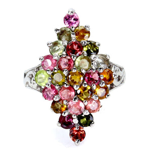 925 Sterling Silver Ring Round Tourmaline 3mm Natural Gemstone Jewelry Size 8