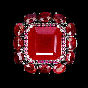 925 Sterling Silver Ring Octagon Ruby 10mm Natural Gemstone Jewelry Size 7.5