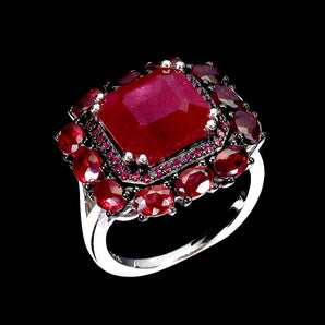 925 Sterling Silver Ring Octagon Ruby 10mm Natural Gemstone Jewelry Size 7.5