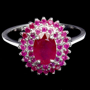 925 Sterling Silver Ring Oval Ruby 7x5mm Natural Gemstone Jewelry Size 9
