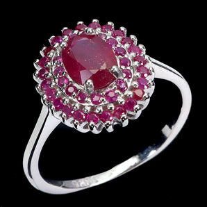 925 Sterling Silver Ring Oval Ruby 7x5mm Natural Gemstone Jewelry Size 9