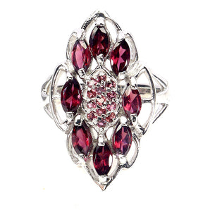 925 Sterling Silver Ring Marquise Rhodolite Garnet 6x3mm Gemstone Jewelry Size 9