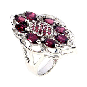 925 Sterling Silver Ring Marquise Rhodolite Garnet 6x3mm Gemstone Jewelry Size 9