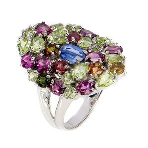 925 Sterling Silver Ring Oval Kyanite 6x4mm Peridot Garnet Tourmaline Jewelry 9