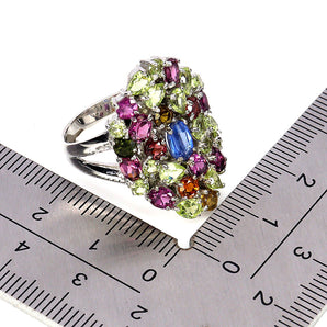 925 Sterling Silver Ring Oval Kyanite 6x4mm Peridot Garnet Tourmaline Jewelry 9