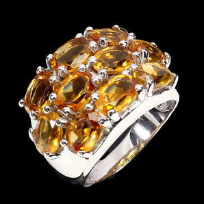 925 Sterling Silver Ring Oval Citrine 7x5mm Natural Gemstone Jewelry Size 7.5