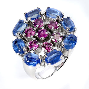 925 Sterling Silver Ring Oval Kyanite 6x4mm Rhodolite Gemstone Jewelry Size 8
