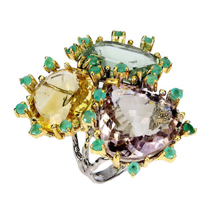 925 Sterling Silver Ring Oval Citrine 59ct Ametrine Handmade Gemstone Jewelry 8
