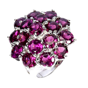 925 Sterling Silver Ring Round Cut Rhodolite Garnet 5mm Gemstone Jewelry Size 7