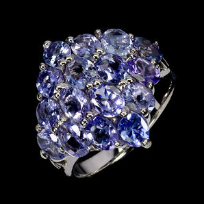 925 Sterling Silver Ring Oval Tanzanite 5x4mm Natural Gemstone Jewelry Size 9