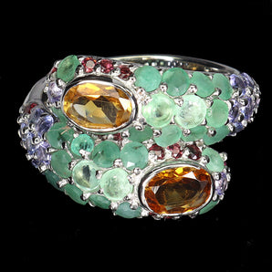 925 Sterling Silver Ring Oval Citrine 7x5mm Emerald Garnet Tanzanite Gemstone 9