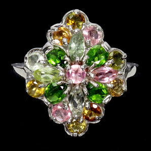 925 Sterling Silver Ring Marquise Tourmaline Chrome Diopside Gemstone Size 8.5