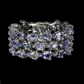925 Sterling Silver Ring Pear Tanzanite 4x3mm Natural Gemstone Jewelry Size 8.5
