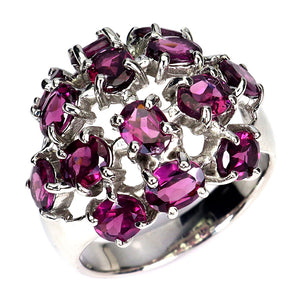 925 Sterling Silver Ring Oval Rhodolite Garnet 5x3mm Gemstone Jewelry Size 9