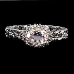 925 Sterling Silver Ring Oval Morganite 7x5mm Natural Gemstone Jewelry Size 7