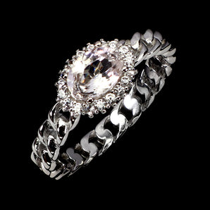 925 Sterling Silver Ring Oval Morganite 7x5mm Natural Gemstone Jewelry Size 7