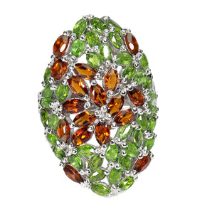 925 Sterling Silver Ring Marquise Citrine Chrome Diopside Gemstone Jewelry Sz 8