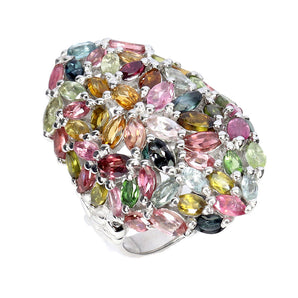 925 Sterling Silver Ring Marquise Tourmaline 5x2.5mm Gemstone Jewelry Size 7.5