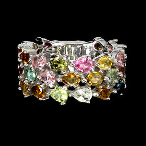 925 Sterling Silver Ring Pear Tourmaline 4x3mm Natural Gemstone Jewelry Size 8.5