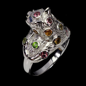 925 Sterling Silver Ring Marquise Tanzanite Tourmaline Gemstone Jewelry Size 7.5