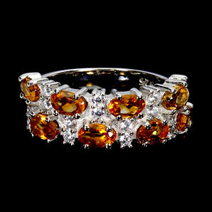 925 Sterling Silver Ring Oval Citrine 5x3mm Natural Gemstone Jewelry Size 8