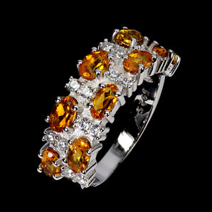 925 Sterling Silver Ring Oval Citrine 5x3mm Natural Gemstone Jewelry Size 8