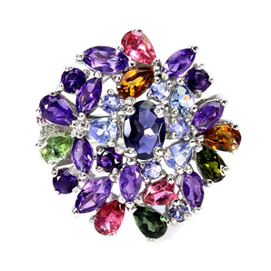 925 Sterling Silver Ring Oval Iolite 7x5mm Amethyst Tanzanite Gemstone Jewelry 9