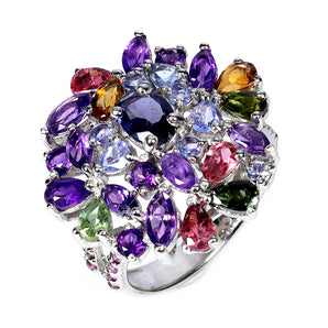 925 Sterling Silver Ring Oval Iolite 7x5mm Amethyst Tanzanite Gemstone Jewelry 9