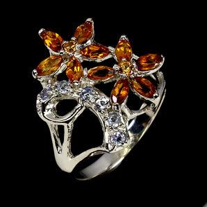 925 Sterling Silver Ring Marquise Citrine Sapphire Tanzanite Gemstone Jewelry 7