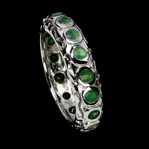 925 Sterling Silver Ring Round Emerald 3mm Natural Gemstone Jewelry Size 8