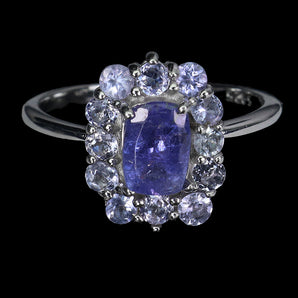 925 Sterling Silver Ring Antique Tanzanite 7x5mm Natural Gemstone Jewelry Sz 7.5