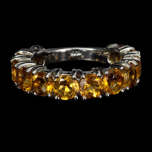 925 Sterling Silver Ring Round Citrine 5mm Natural Gemstone Jewelry Size 9